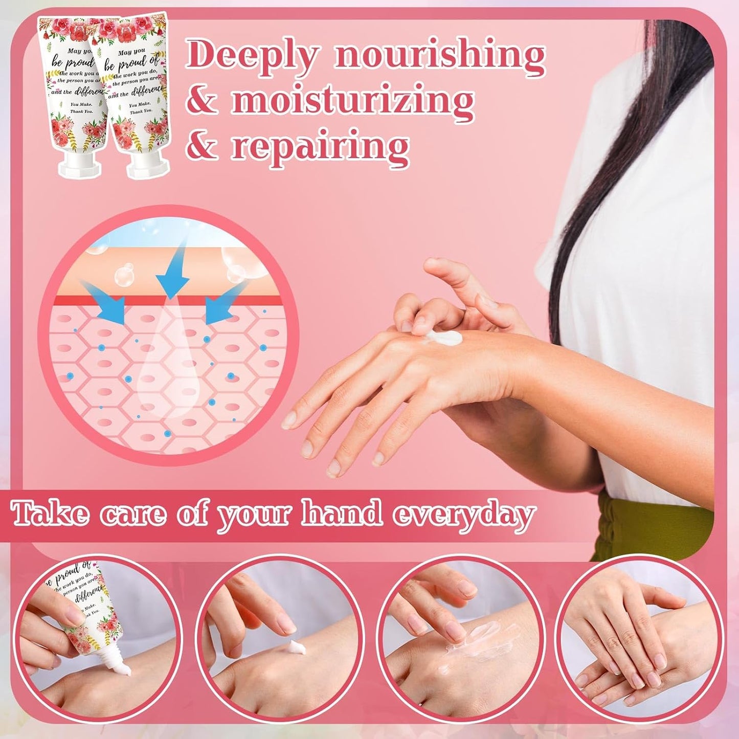 48 Sets Hand Mini Lotion Bulk Employee Appreciation Gifts Travel Size Hand Cream Bulk Inspirational Thank You Team Gifts for Birthday Christmas Teachers Coworkers Office Staff(Floral)