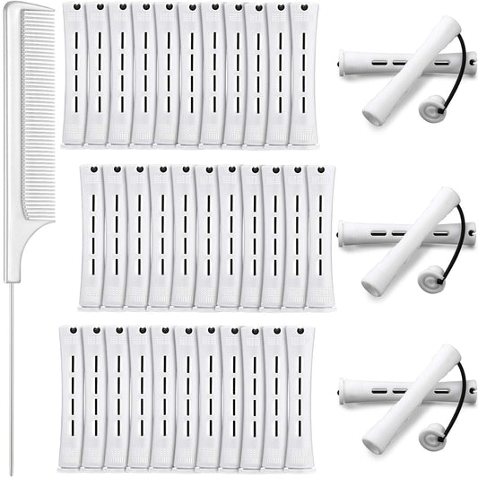 WILLBOND 36 Pieces Cold Wave Rod Hair Perm Rods Hair Rollers Perming Curlers with Steel Rat Tail Comb for Hairdressing Styling