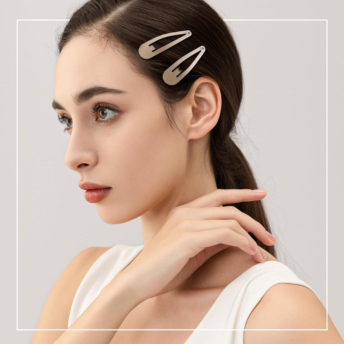 Teenitor 148pcs Snap Hair Clips, 48pcs Hair Barrettes Hair Clips 100pcs Hair Bands, Metal Hair Snap Clips for Women Girls, Barrettes for Women 4 Colors