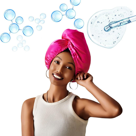 PROMEED Long Silk Hair Turban with Hyaluronic Acid Infusion, 100% 23 Momme Mulberry Silk Bonnet Hair Wrap for Sleeping
