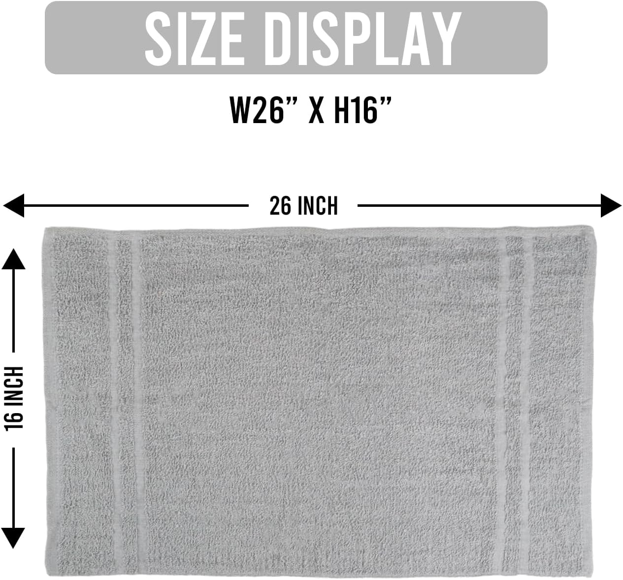 Hand Towels - Pack of 40, 16 x 27 Inches, 100% Cotton, Grey, Highly Absorbable, Facial, Gym, Hair, Face Towels
