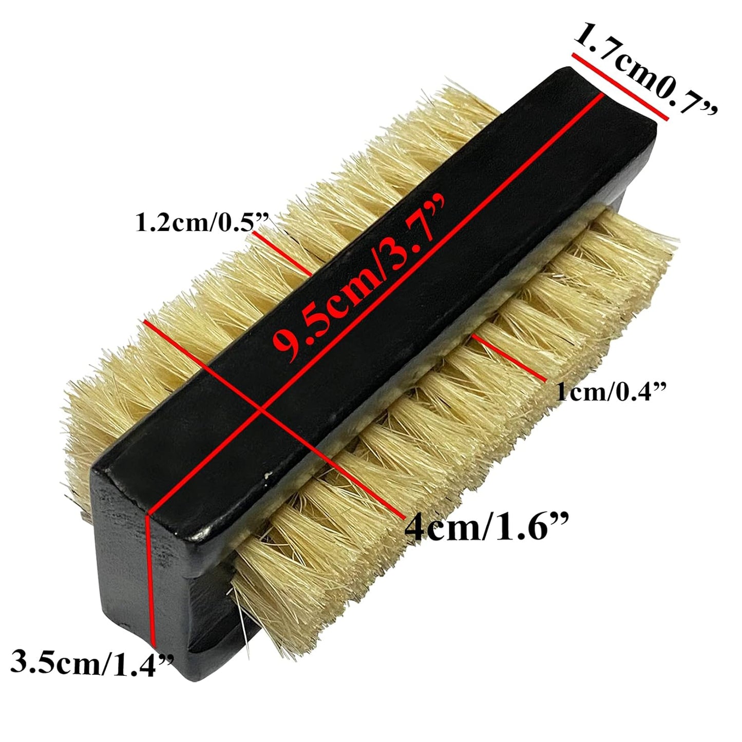 Coralpearl Wooden Nail Brush Cleaner Black X 1 in Natural 100% Boar Bristle for Cleaning Hand Finger Foot Toe, Fingernail Toenail Scrub Brush for Men Women Kids Manicure Pedicure Care (Two sided)