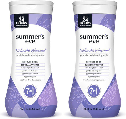 Summer's Eve Delicate Blossom Daily Refreshing All Over Feminine Body Wash, Removes Odor, Feminine Wash pH Balanced, 15 fl oz (Pack of 2)