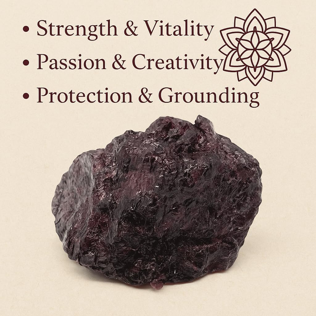 Natural Garnet Raw Crystal Stone – Healing Energy Rock for Reiki, Chakra Balancing, Meditation & Crystal Collection – Raw Garnet Mineral for Positive Energy, Strength & Vitality