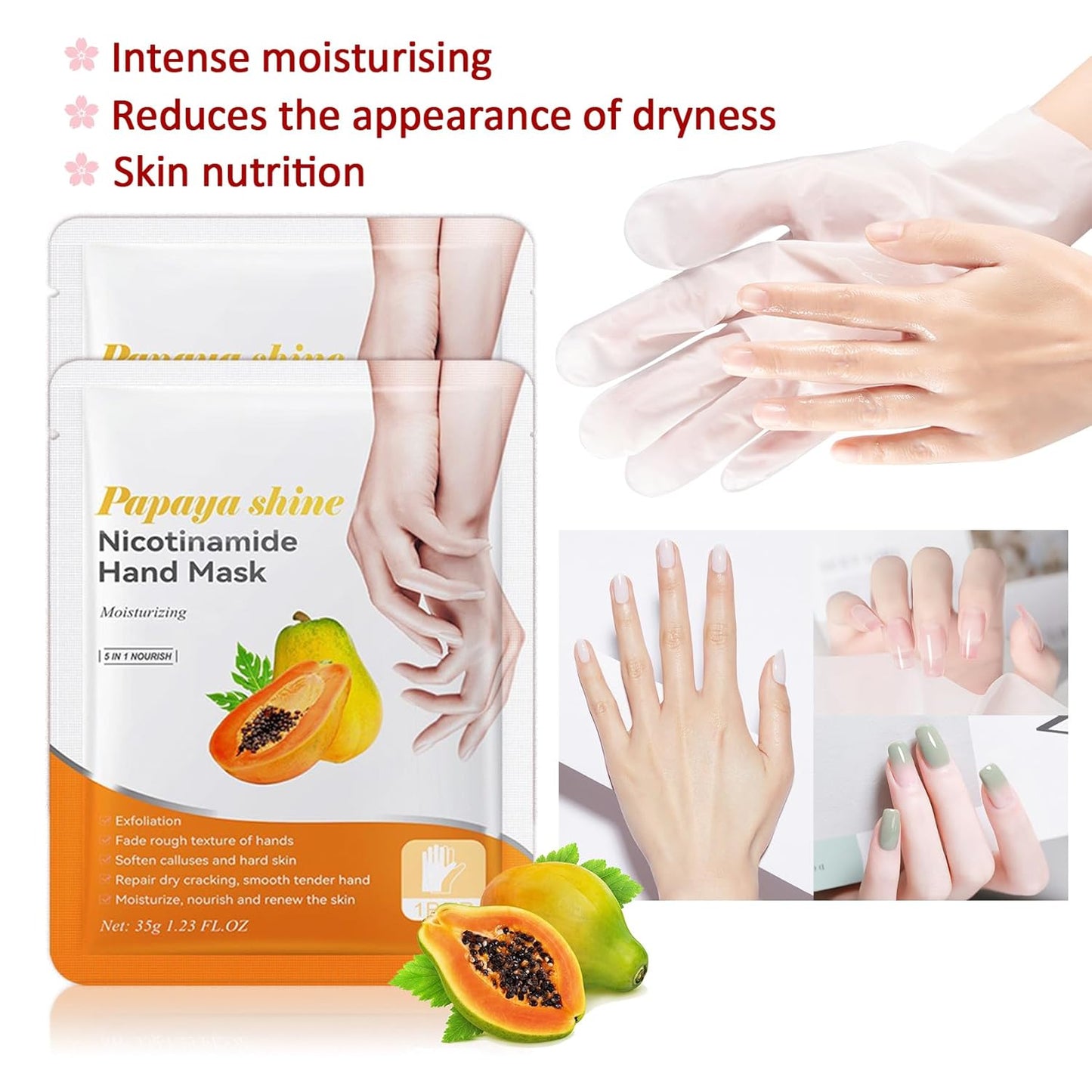 Hand Masks Moisturizing Gloves,6 Pairs Hydrating Hand Peel Masks Gift Set for Dry Cracked Hands Care,Long-lasting and Non-greasy Hand Moisturizer Gloves for Women M