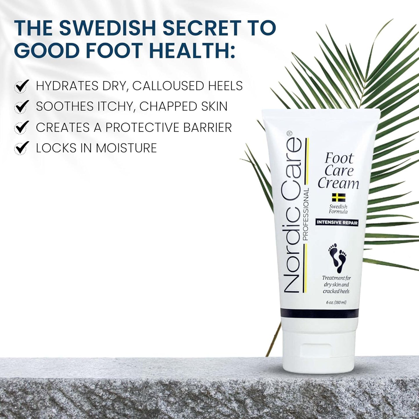 Nordic Care Foot Care Cream - Repairs and Hydrates Dry and Cracked Heels, 10% Urea Cream Treats Severely Dry Feet, Cracked Heels & Callus Removal, Hypoallergenic & Lanolin-free | 6 Oz (Pack of 12)