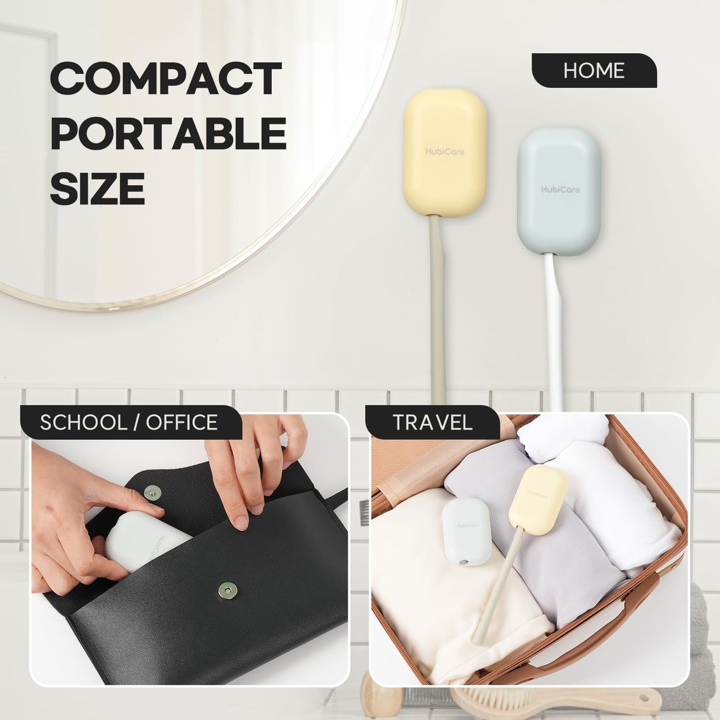 HuBDIC HubiCare Toothbrush Case, Pastel Color Portable Mini Toothbrush Covers with Holder, Rechargeable Travel Home Toothbrush And Holder, Cleaner Case for All Electric & Manual Toothbrushes (Blue)