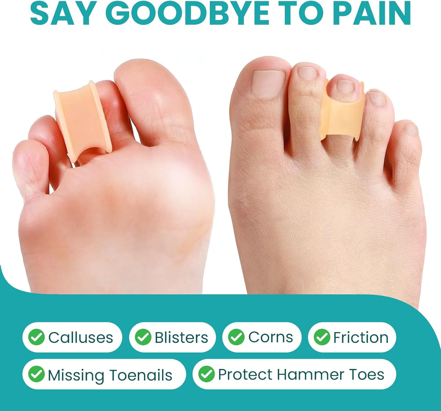 Hammertoe Corrector for Women - Soft Gel Toe Straighteners - Realign Bent, Curled, Crooked, Claw, Bunion, Hammer Toes - Toe Corrector for Men（6 Count, Medium, Beige）