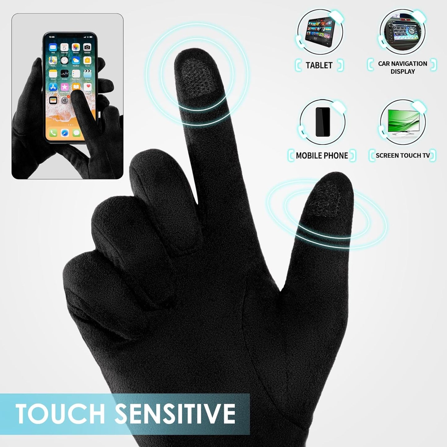 Achiou Women Winter Touchscreen Gloves Soft Comfortable Thermal Elastic Stretch Texting Glove for Traveling, Cycling, Running