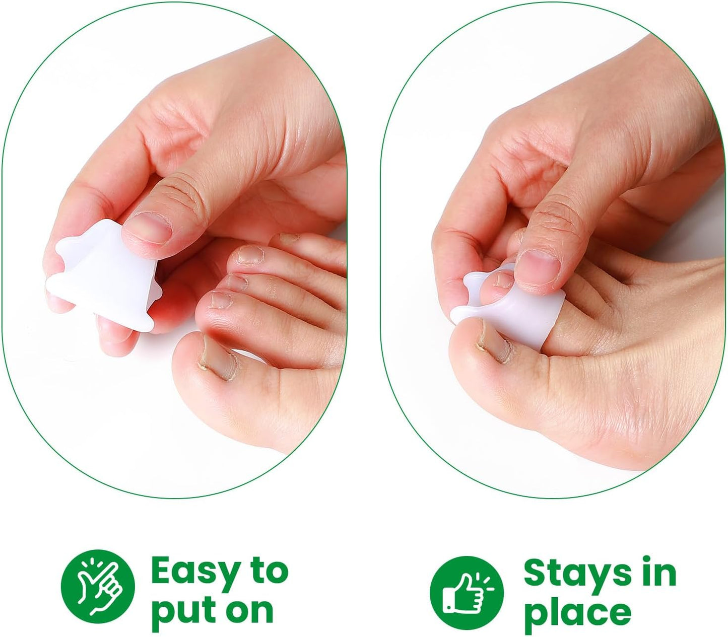 Bukihome Hammertoe Corrector - 6 Pack Toe Splints - Soft Gel Toe Straighteners - Realign Bent, Curled, Crooked, Claw, Hammer Toes - Toe Corrector for Men and Women, Large Sizes (White)