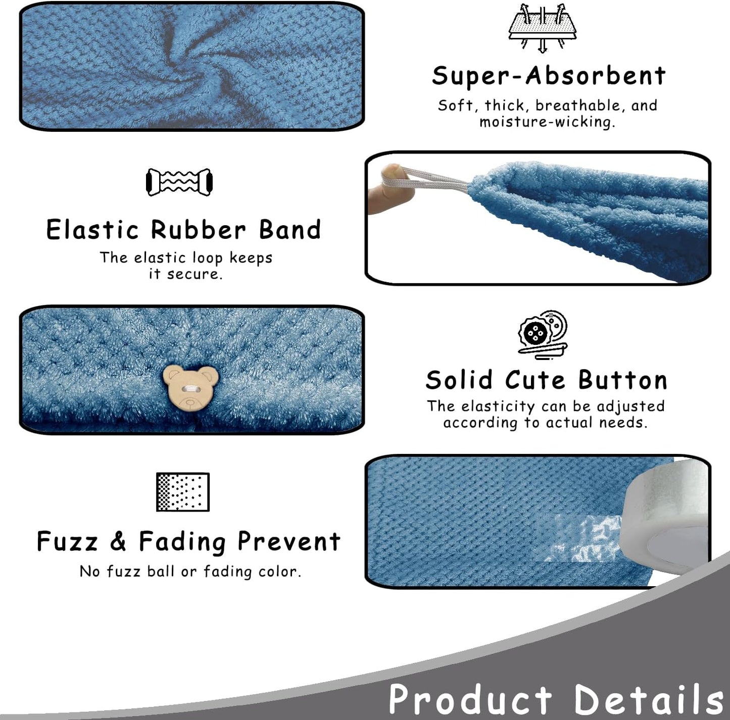 Microfiber Hair Towel Turban 3 Pack | Super Absorbent Quick Drying Hair Wrap for Women with Curly Hair | Anti Frizz Hair Towel Cap for Wet Hair(Bule,Purple,Orange)