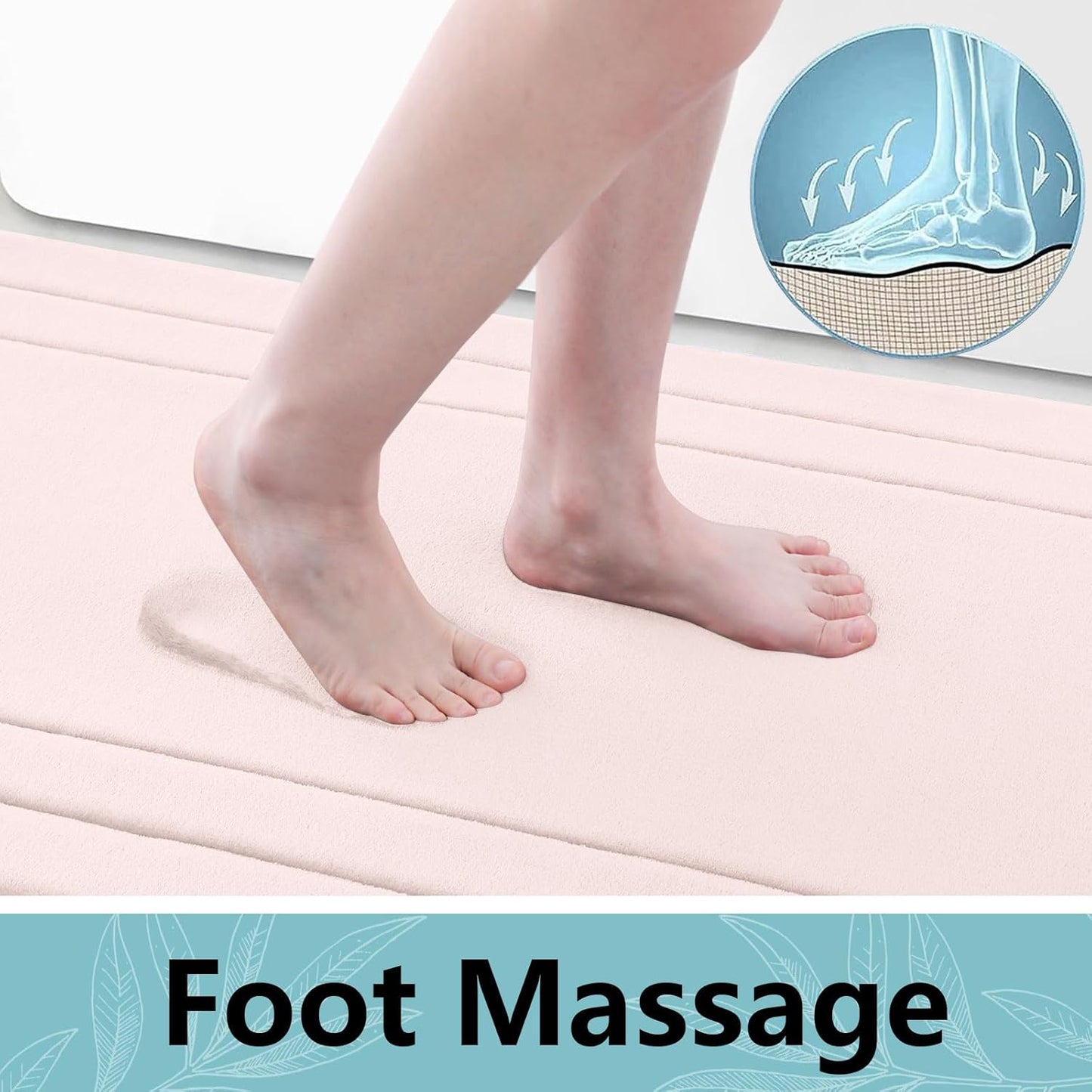 Arotive Memory Foam Bathroom Rug Mat 30x20, Ultra Soft and Absorbent Bath Mat, Machine Wash Dry, Comfortable Bath Rug Carpet for Bathroom Floor, Tub and Shower, Pink