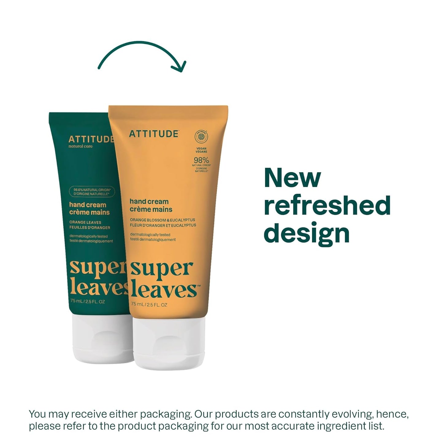 ATTITUDE Hand Cream, EWG Verified, Plant and Mineral-Based, Vegan Personal Care Products, Orange Blossom & Eucalyptus Scent, 2.5 Fl Oz