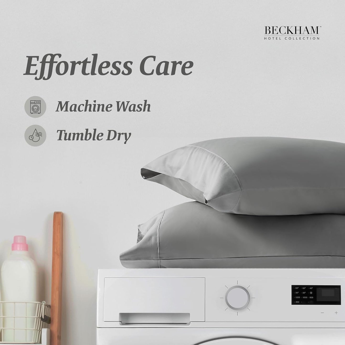 Beckham Hotel Collection Bed Pillowcases Standard/Queen Size Set of 2, 500TC 100% Cotton, Luxury Sateen Bedding, Open End, Breathable, Moisture-Wicking, Dark Gray