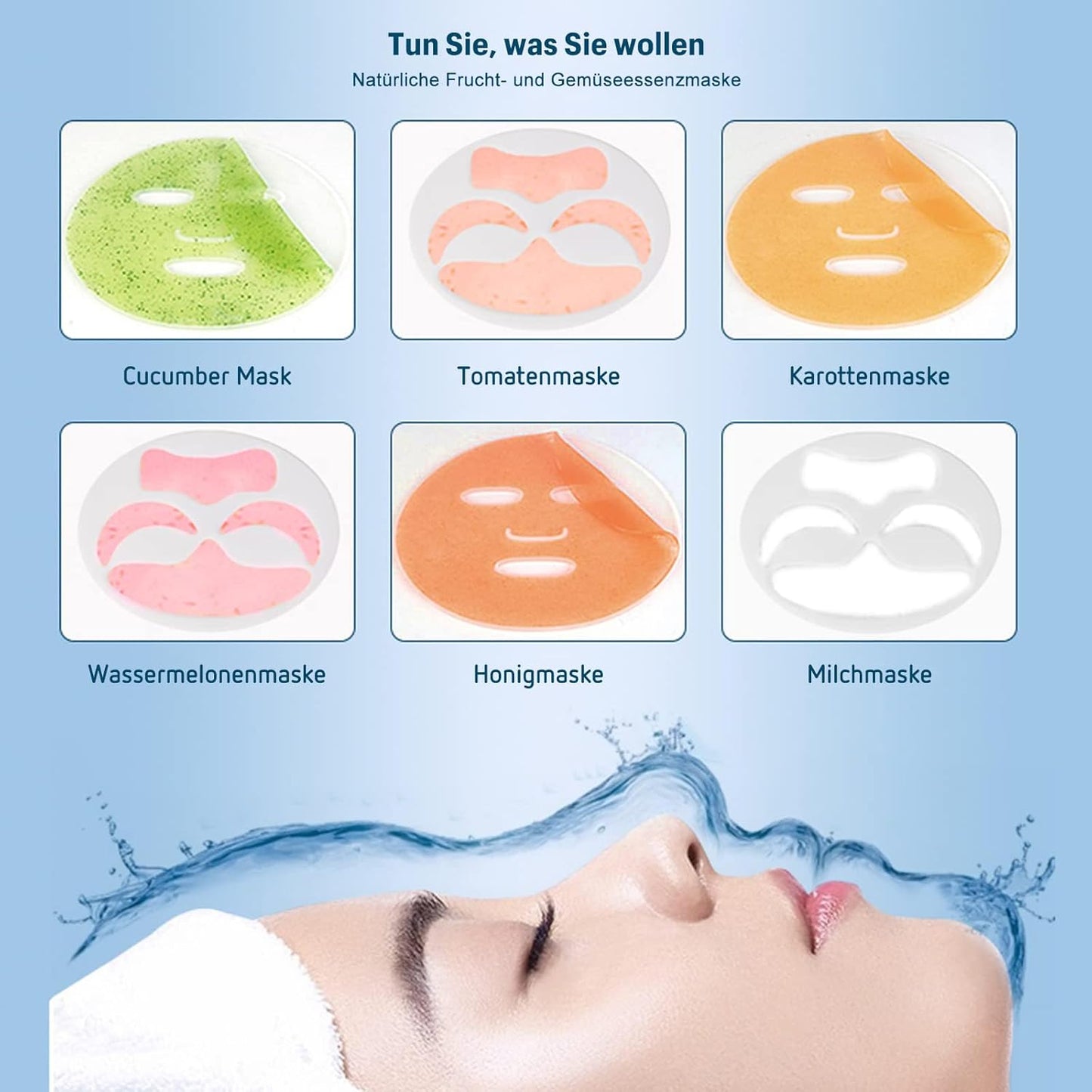 Face Mask Maker Machine, DIY Natural Fruit & Vegetable Mask with 32Pcs Collagen, Automatic Facial Skin Care Machine for SPA Treatments (Rechargeable)