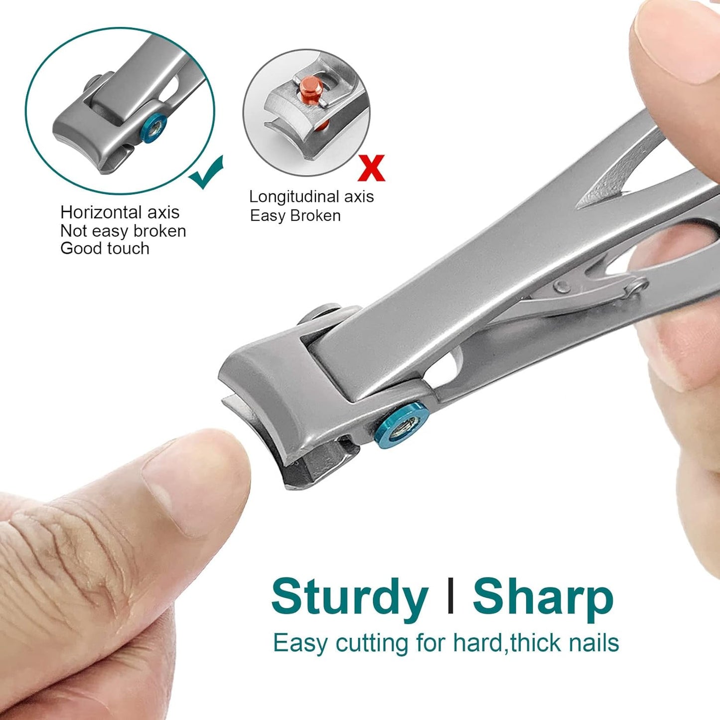 Toenail Clippers for Thick Toenails Wide Jaw Opening Ultra Sharp Toe Nail Clippers for Thick Nails for Seniors, Men, Women, Adult, Seniors, Heavy Duty Stainless Steel