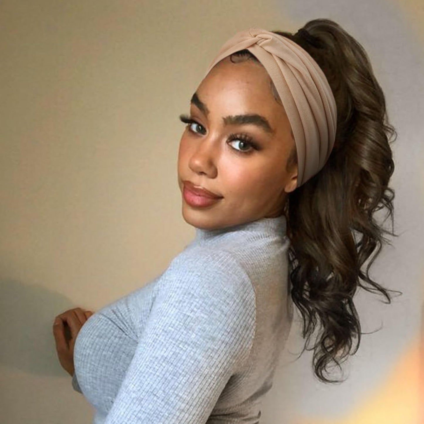 DRESHOW 4 Pack Turban Headbands for Women Wide Vintage Head Wraps Knotted Cute Hair Band Accessories