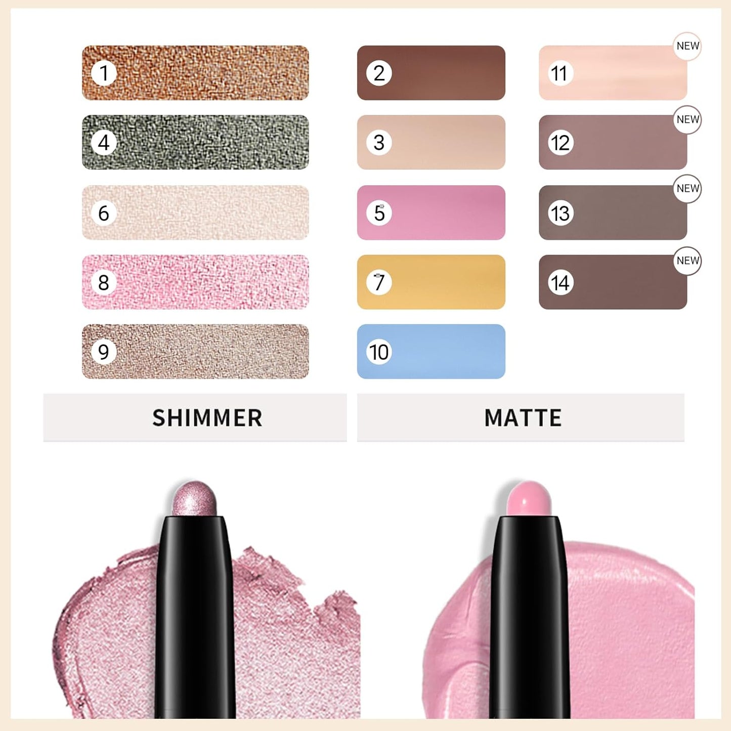 Erinde Waterproof Eyeshadow Stick, Cream Eye Shadow Stick, Long-Lasting, Crease-Proof, Cream to Powder Buildable & Blendable Eye Shadow Pencils Crayon, Vegan & Cruelty-Free, 13 Gray Brown