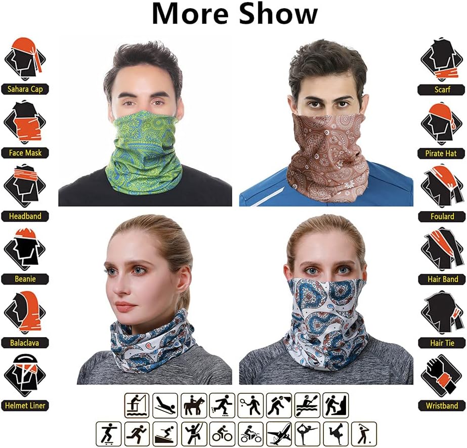 Headband Neck Gaiter Head Wrap Headwear Face Mask Magic Scarf Bandana for Men and Women