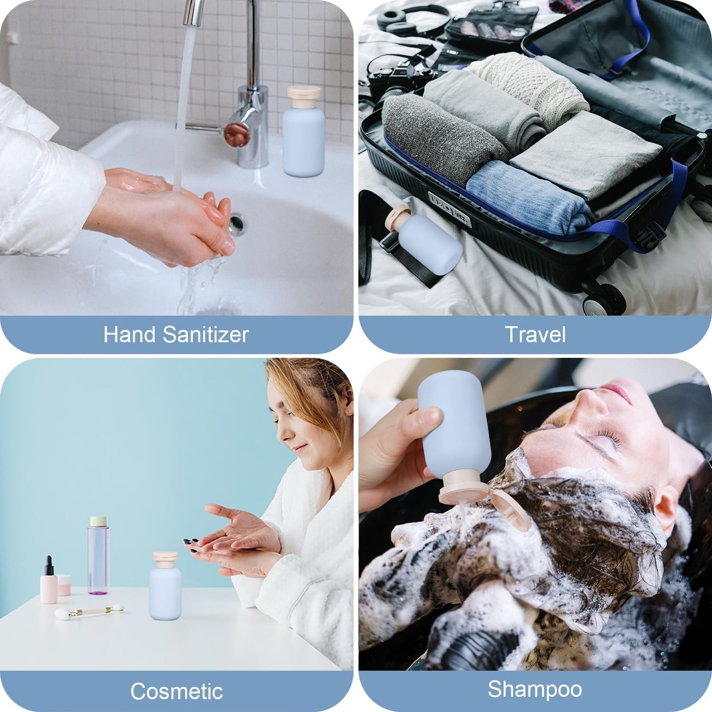 Travel Shampoo Bottle, Empty Plastic Squeeze Bottles 3.4oz with Flip Cap, Lotion Container for Toiletries