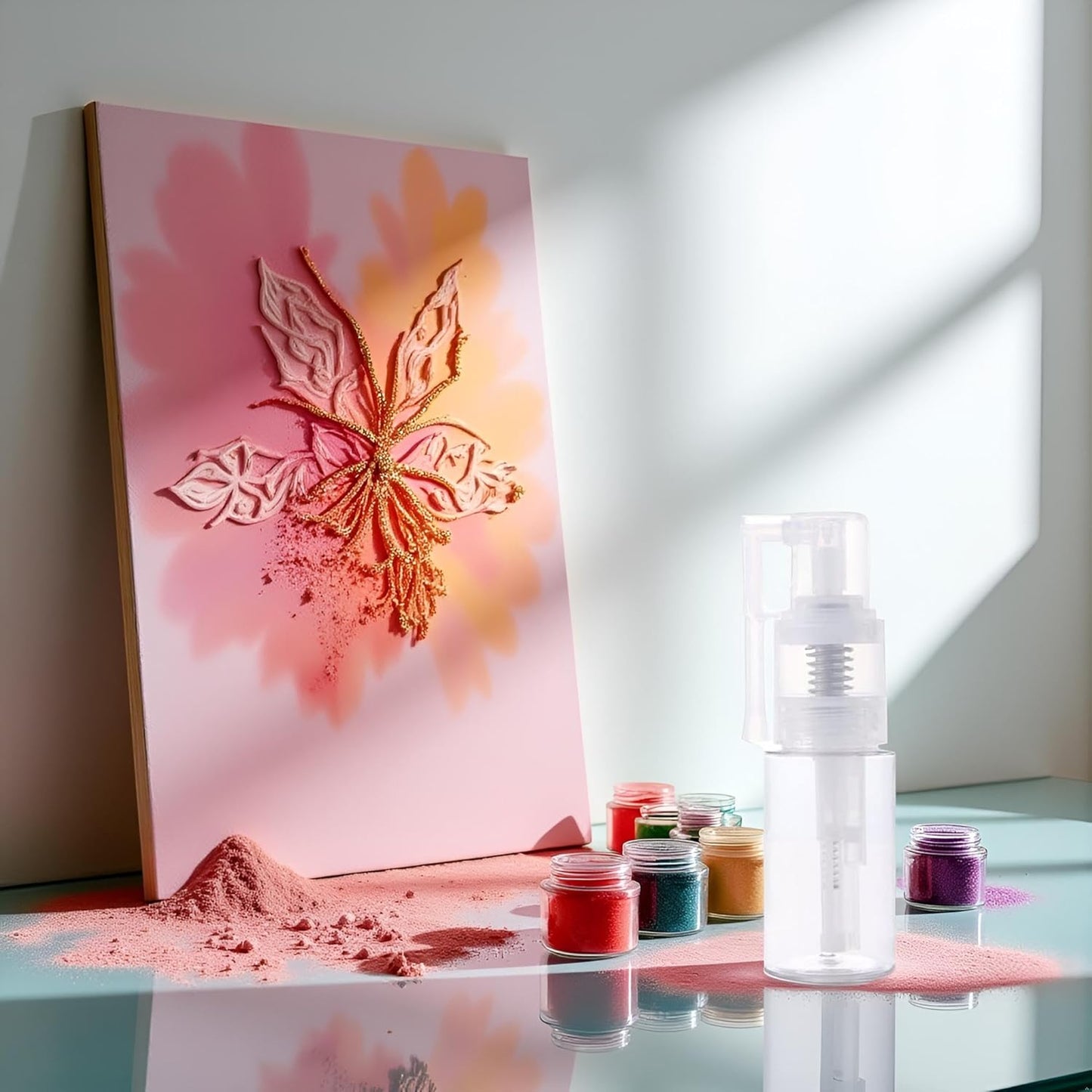 Transparent (14ml-A) Powder Spray Bottle,Refillable Hair Fiber Applicator, Empty Powder Cosmetics Bottles,Glitter Spray Bottle for Craft Scrapbooking