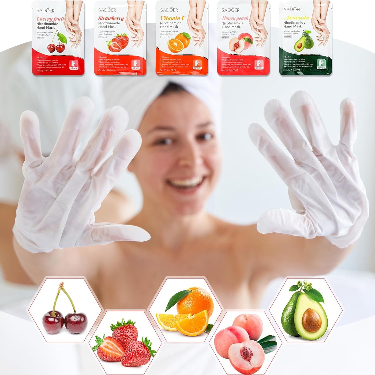 24 Pcs Fruits Beauty Hand Foot Mask Bulk Hydrating Hand Foot Moisturizing Gloves Shea Butter Aloe Mask for Spa Kit Beauty Skincare Gift Beauty Kits for Women