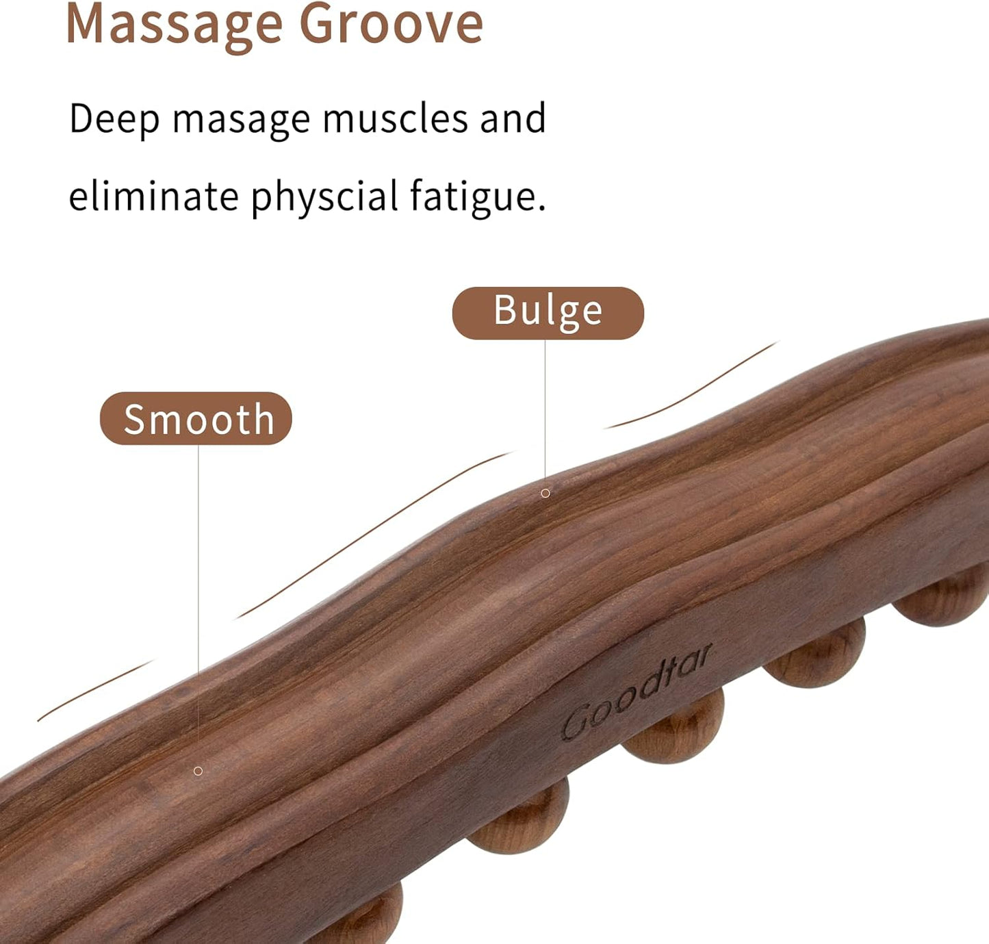 Guasha Wood Stick Tools Wooden Therapy Scraping Lymphatic Drainage Massager, Double Row 20 Beads Point Treatment Gua Sha Tools for Back Leg,1 pcs