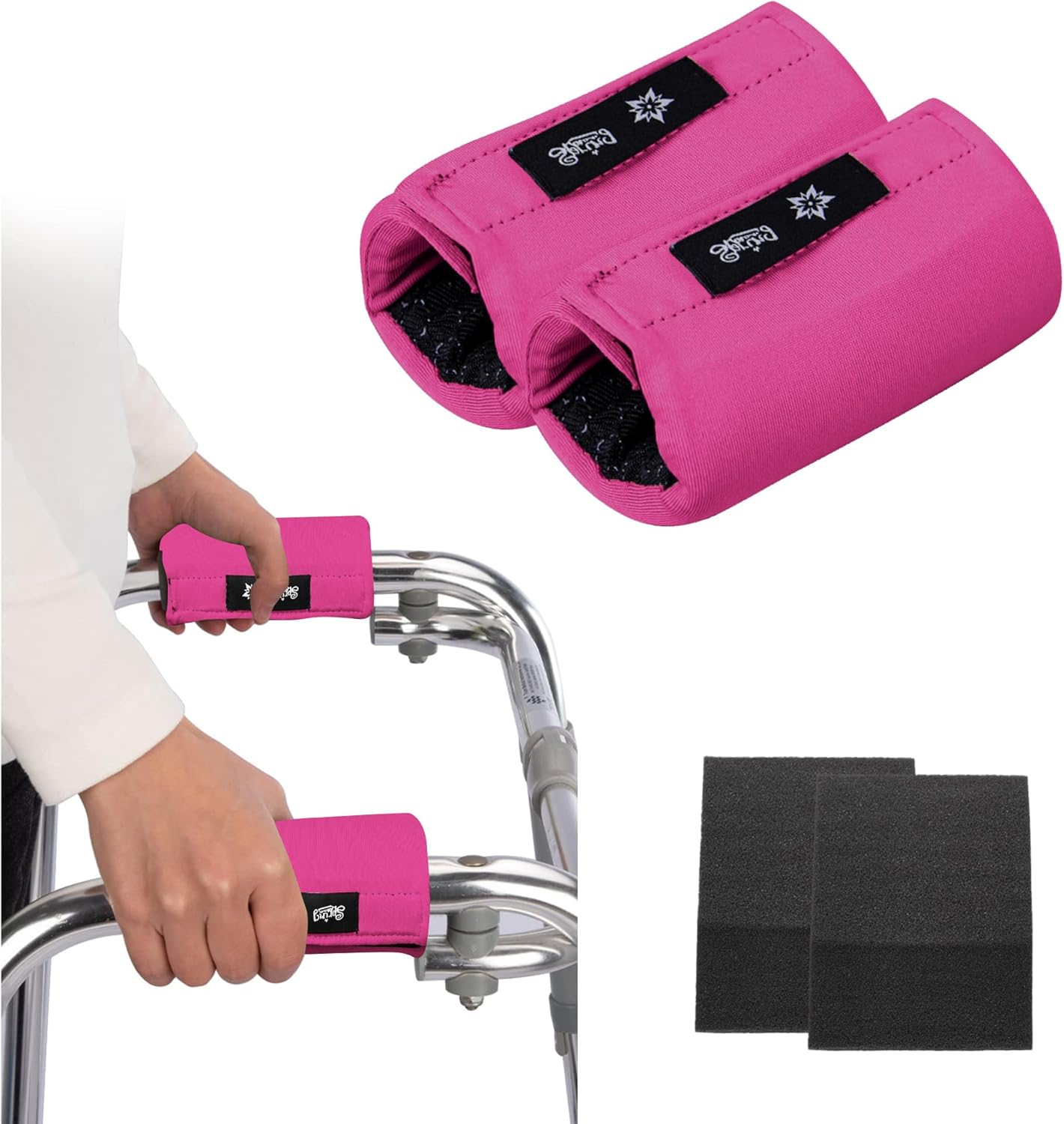 Universal Walker Hand Grip Padded Covers Non-Slip Cushion Foam for Folding Wheelchair Rollator Crutch Handle Pads 2-Pack Red