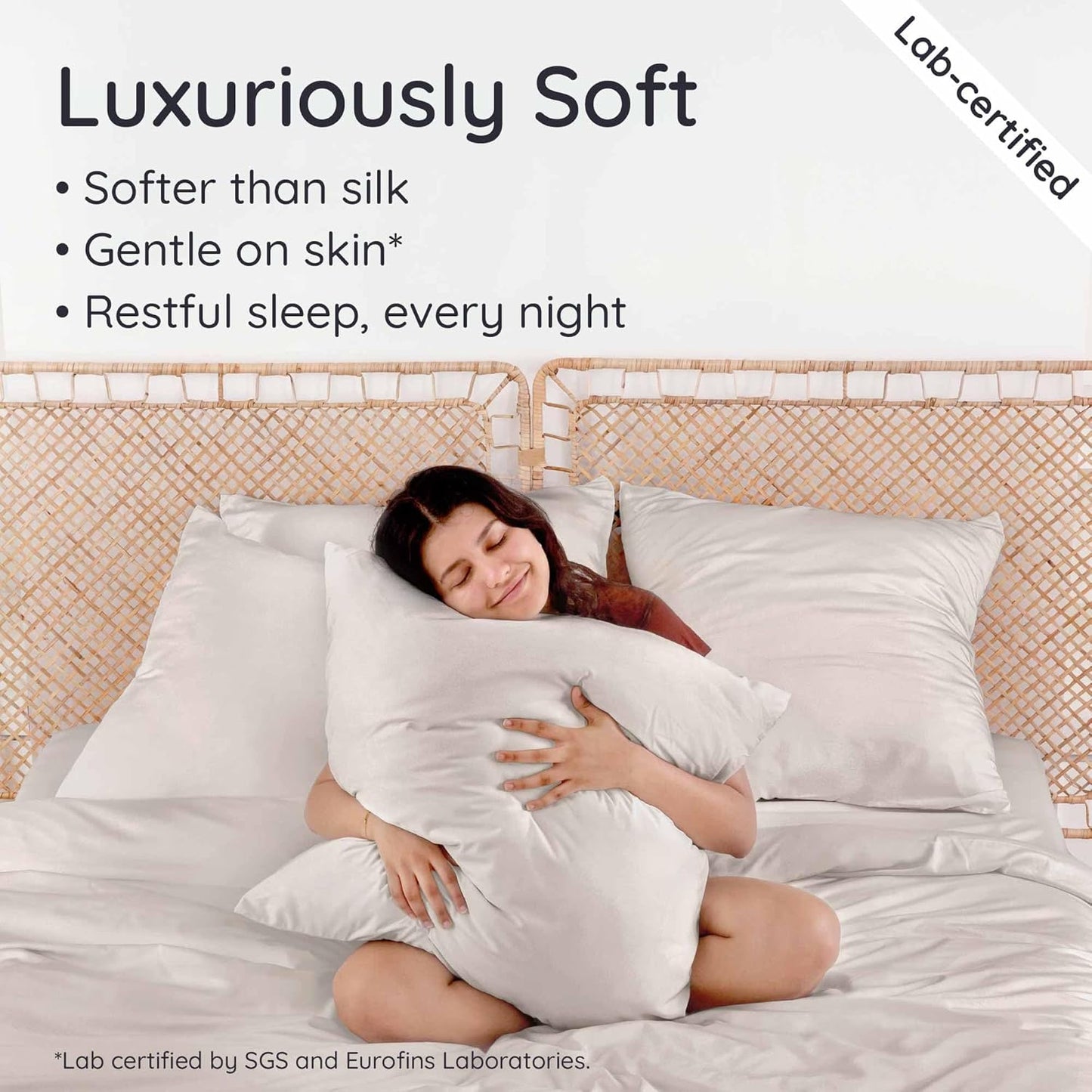 Bambaw 100% Viscose Derived from Bamboo Pillowcase Standard Size – Set of 2 Cooling Pillow Cases with Envelope Closure, Breathable & Soft Pillow Cases Standard Size (Sand)