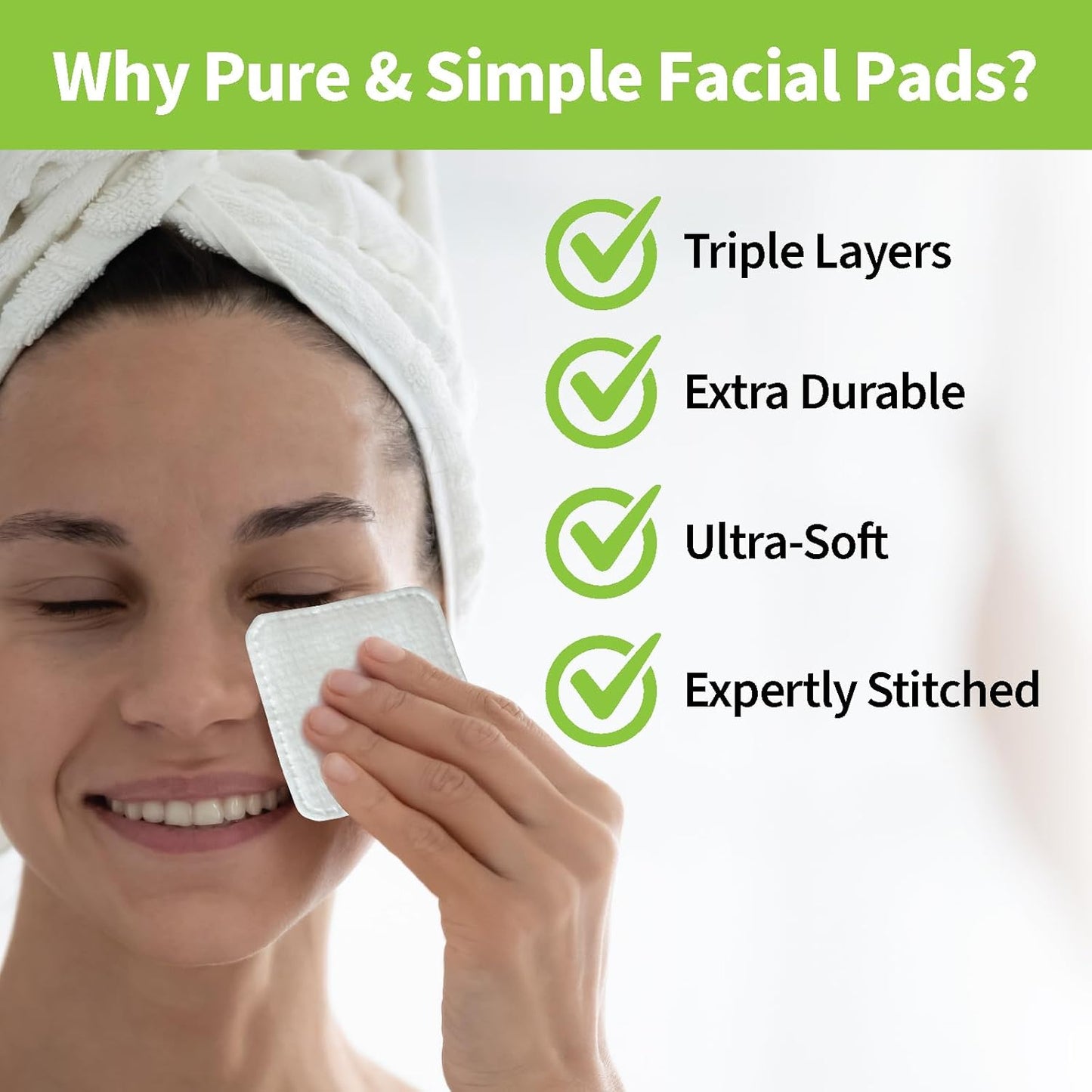 ForPro Premium Pure & Simple XL Facial Pads, Triple Layered Ultra Soft Disposable Makeup Remover Pads, 100% Vegan & Cruelty-Free, 60-Count