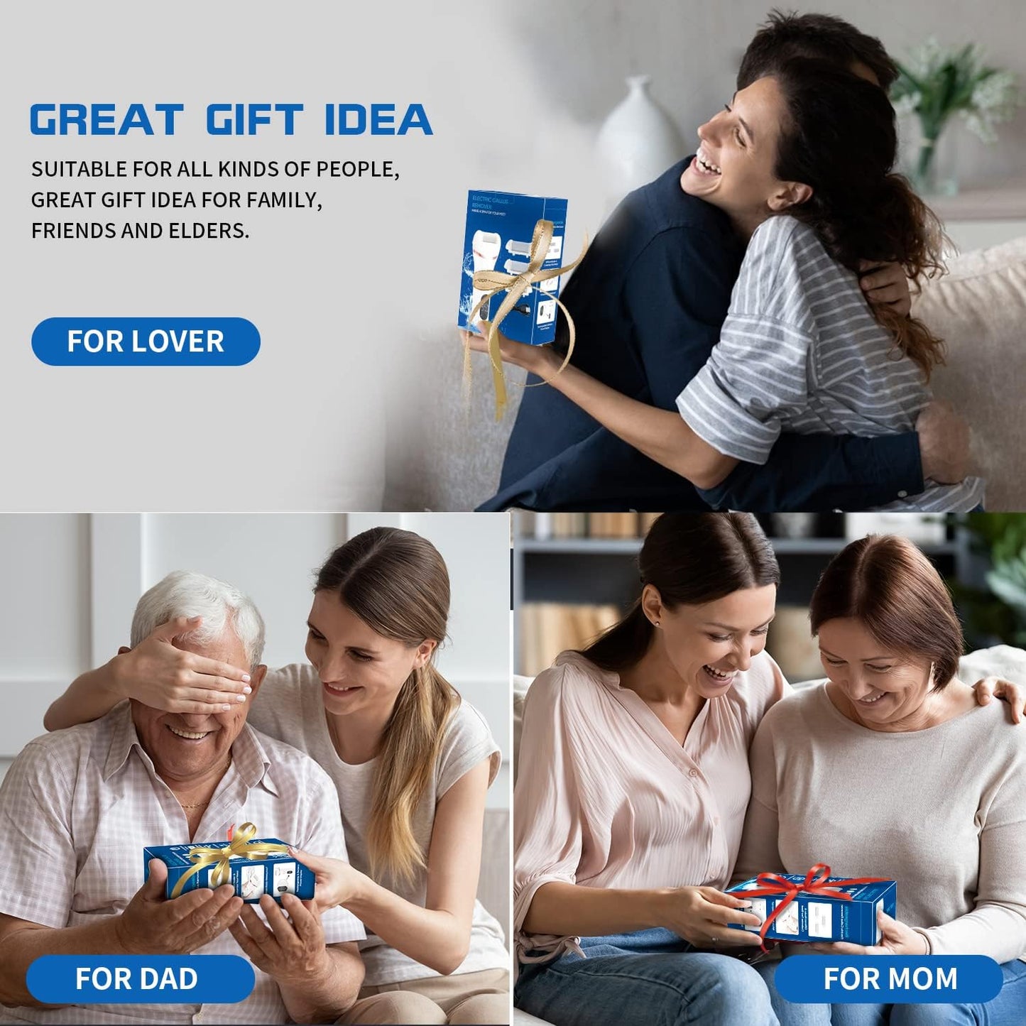 Electric Foot Callus Remover, Rechargeable Portable Electronic Foot File Pedicure Kits, Waterproof Foot Scrubber File, Professional Pedicure Tools, Foot Care for Dead Skin Ideal Gift, 3 Rollers