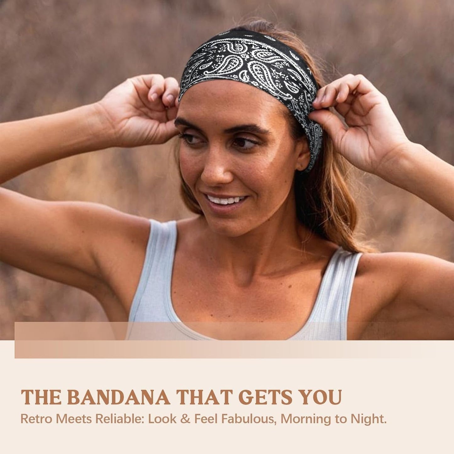 Wide Headbands for Women Knotted No Slip Head Bands Soft Turban Headband Hair Accessories Boho African Solid Color Head Wraps for Women Yoga Workout Pack of 6(Boho)