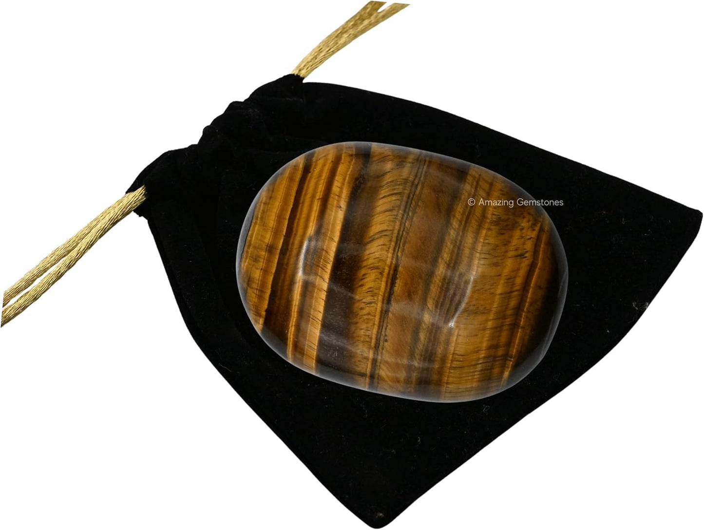 Amazing Gemstone Tiger Eye Crystals and Healing Stones - Large Palm Stone Crystals Piedra - Crystal for Good Luck, Balanced Positive Energy, Meditation - Unique Stocking Stuffers Gifts for Women, Men