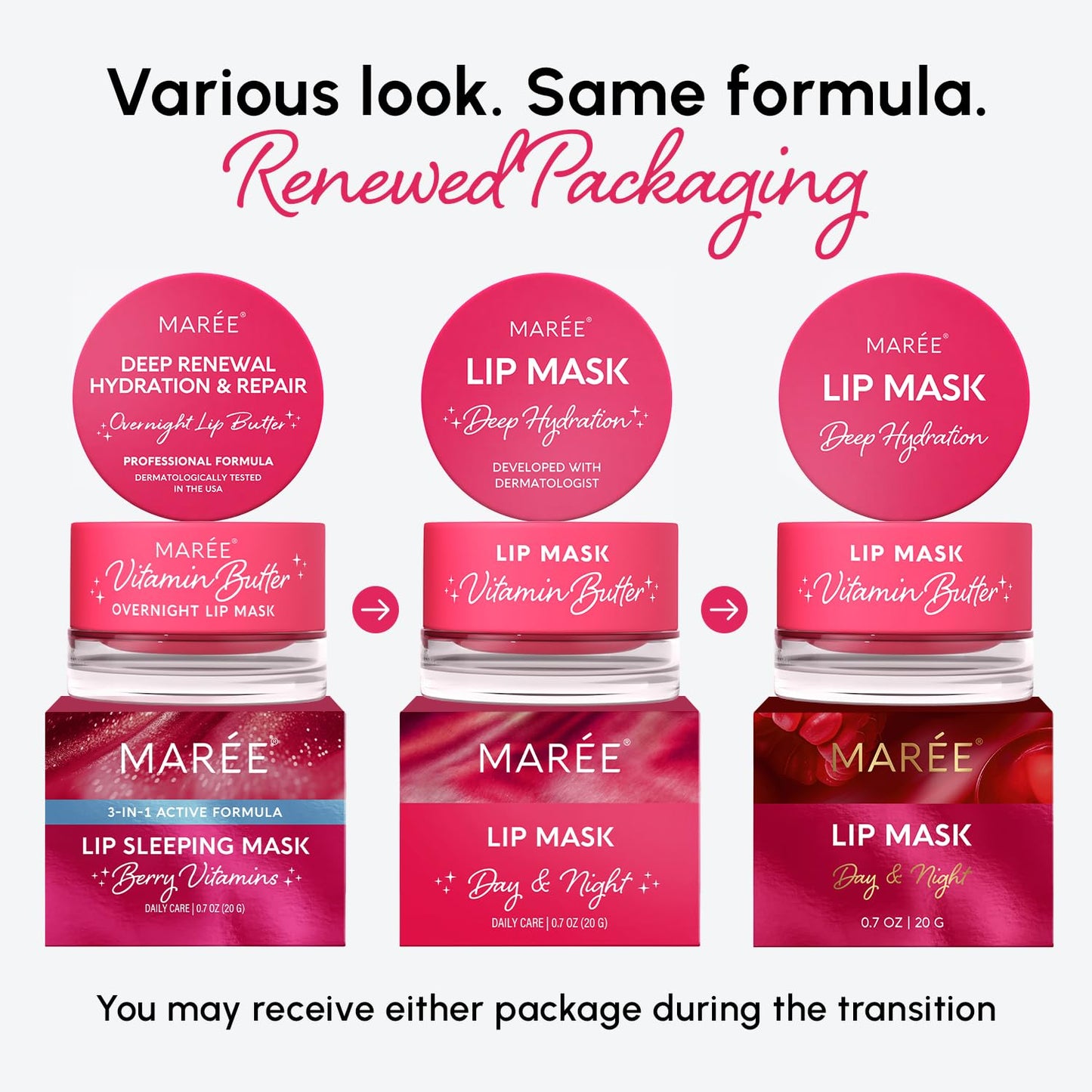 MAREE Lip Mask Overnight - Lip Moisturizer For Very Dry Lips - Hydrating Lip Butter Balm with Hyaluronic Acid & Collagen - Overnight Lip Treatment - Lip Sleeping Mask Repair - Hidratante de Labios