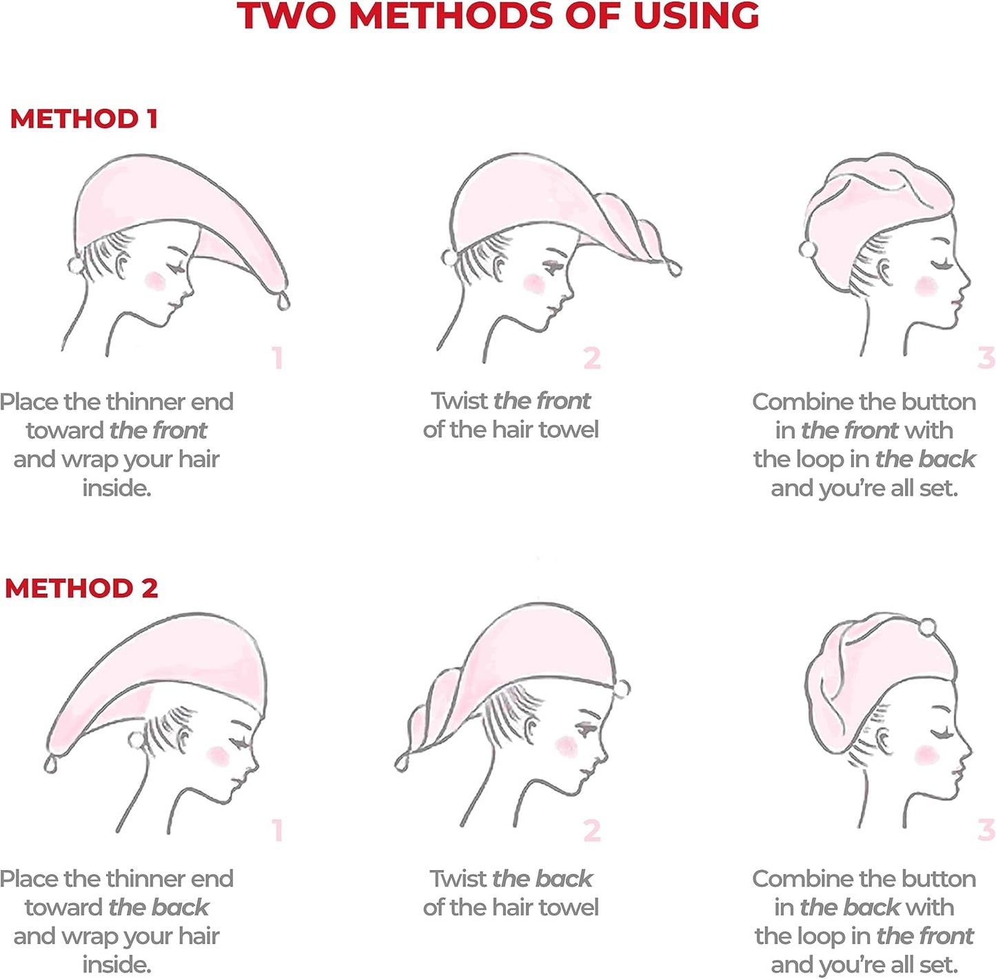 American Soft Linen 100% Cotton Hair Towels for Women, Head Towel Cap, Cotton Hair Turban Towel Wrap for Long Curly Anti Frizz Hair, Soft and Absorbent Cotton Hair Towels 2 Pack, Lilac