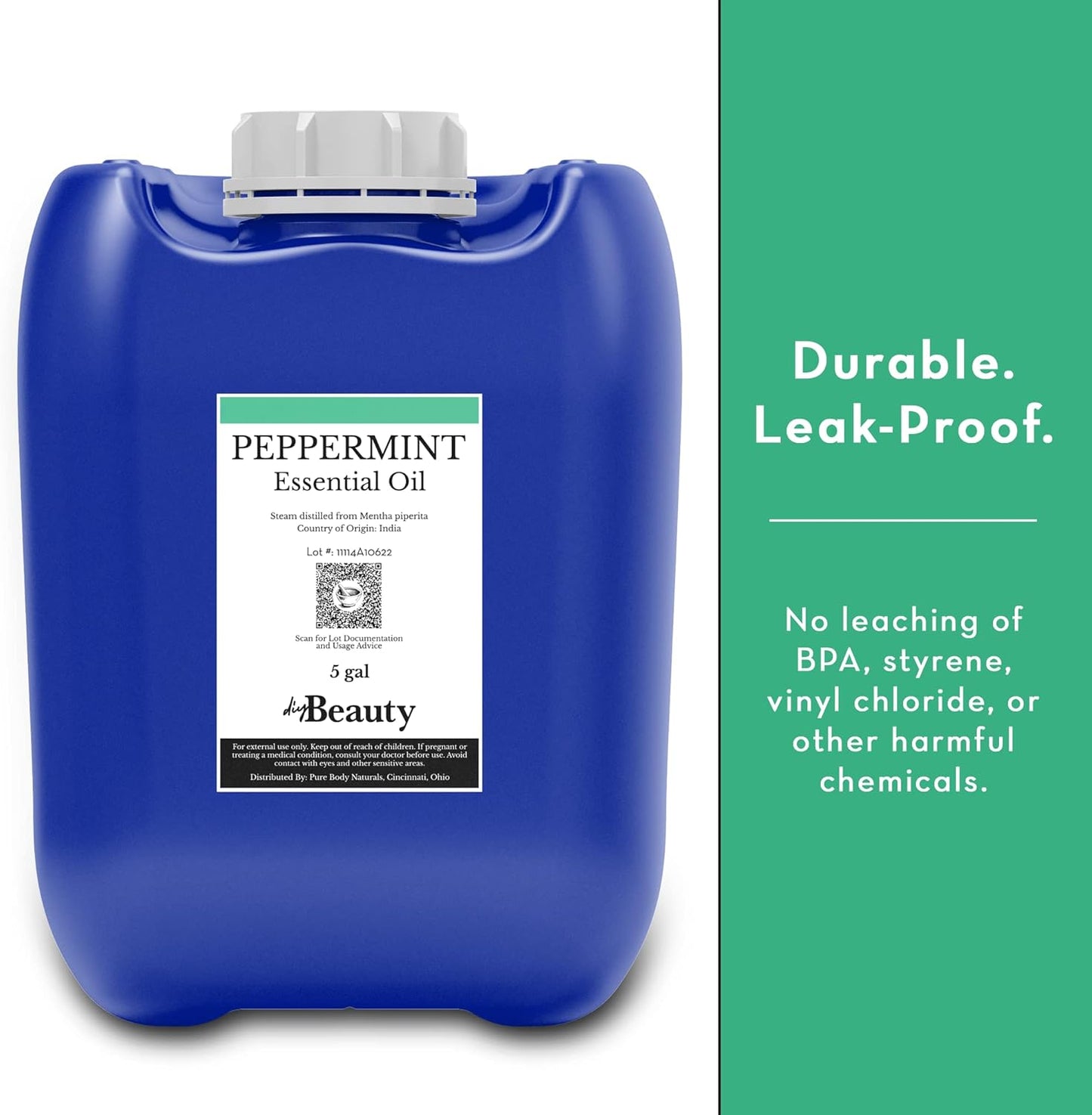Bulk Peppermint Essential Oil - Large 1 Gallon Jerrican - 100% Pure and Undiluted Therapeutic Grade Mentha Piperita - Concentrated Extract