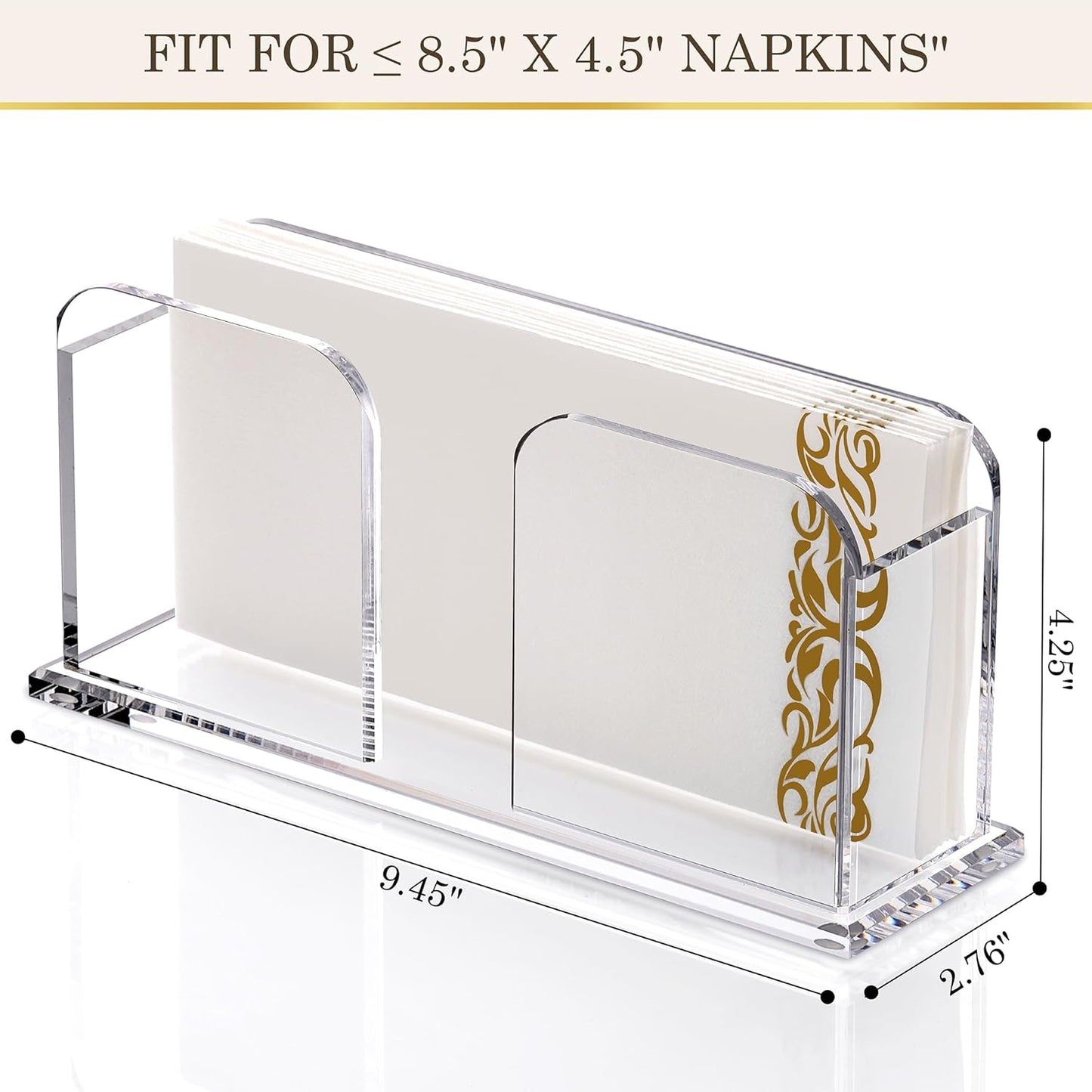 Acrylic Guest Towel Napkin Holder for Bathroom, 8.5"x4.5" Clear Vertical Disposable Paper Hand Towel Tray with Non-Slip Pads, Napkin Dispenser for Table, Kitchen, Home Decor