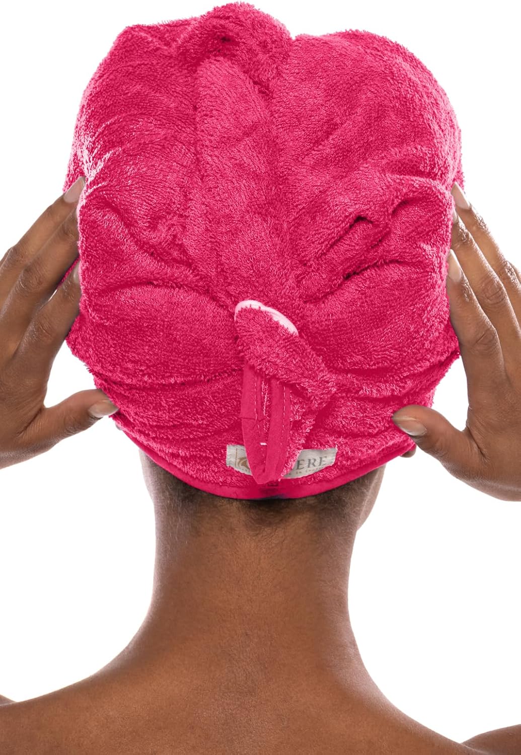 TexereSilk Women's Towel Wrap - Rayon Cotton Blend Spa Wrap Set (The Waterfall, Rose Red, Small/Medium)