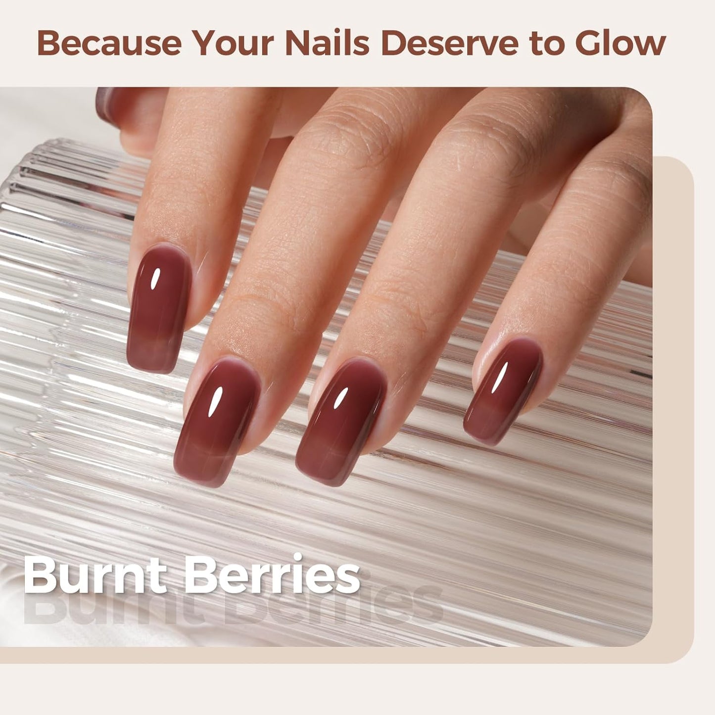 AILLSA Winter Brown Gel Nail Polish Burnt Berries Jelly Gel Polish Fall Neutral Translucent Gel Polish Long Lasting Purple Chestnut Color Soak Off U V Gel for French Manicure Nail Art at Home 0.51 Oz