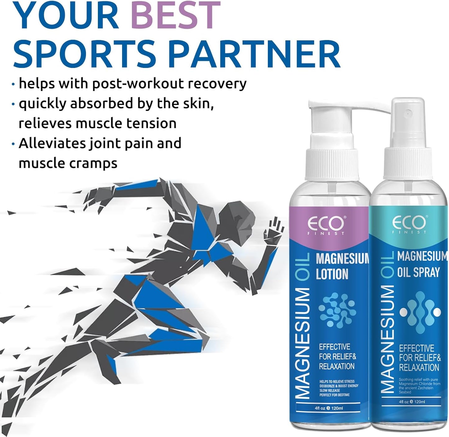 Pure Magnesium Oil Spray & Lotion Duo, Topical Magnesium Oil Lotion for Feet, Skin & Body, Easy to Absorb and Use, Women & Men