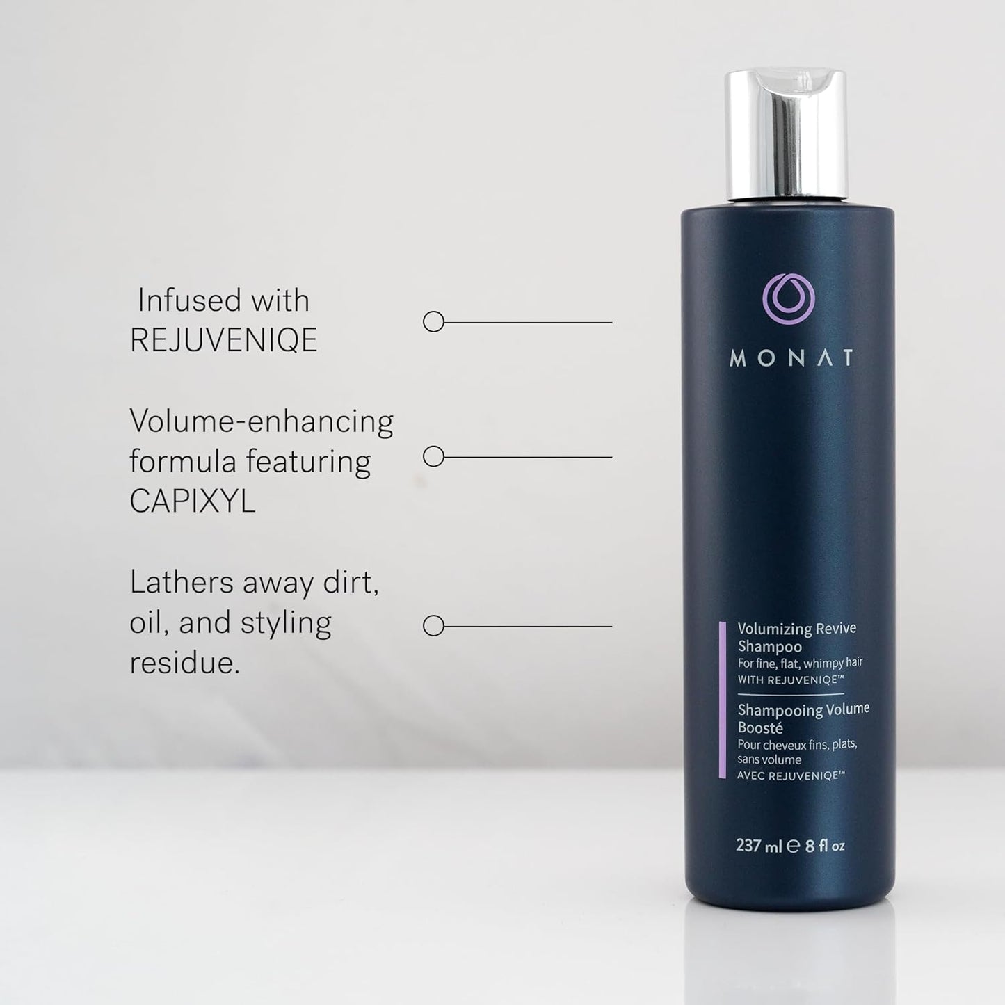 MONAT Volumizing Shampoo & Conditioner Set Infused with REJUVENIQE – Lightweight Care for Fine, Flat Hair – Enhances Volume, Adds Softness and Shine – Net Wt. 237 ml (8 fl. oz.) & 177 ml (6 fl. oz.)