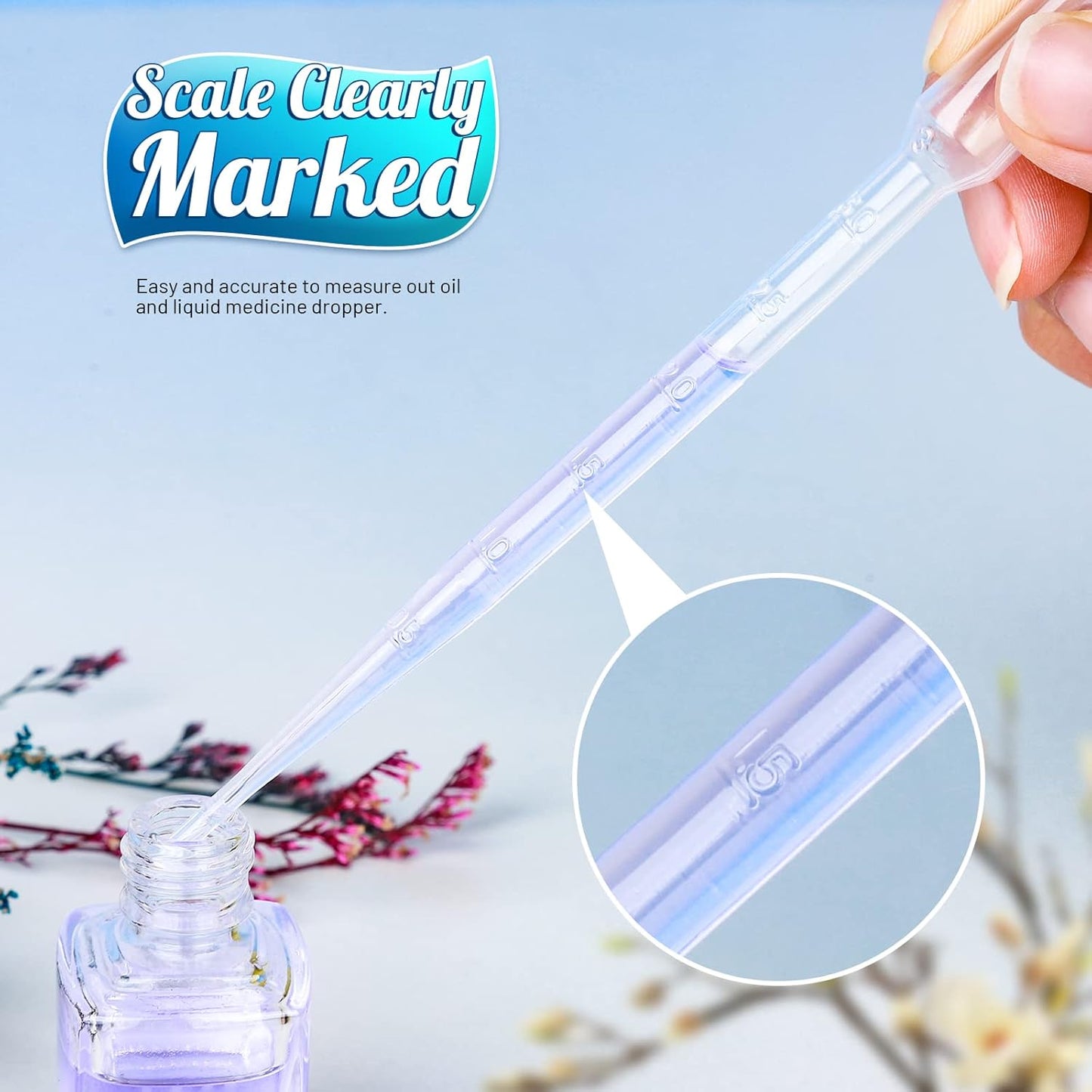 Teenitor 3ML Pipettes Plastic Eye Droppers, 25PCS Plastic Transfer Pipettes for Essential Oils, Dropping Pipettes 3Ml Plastic Dropper Transfer of Liquids