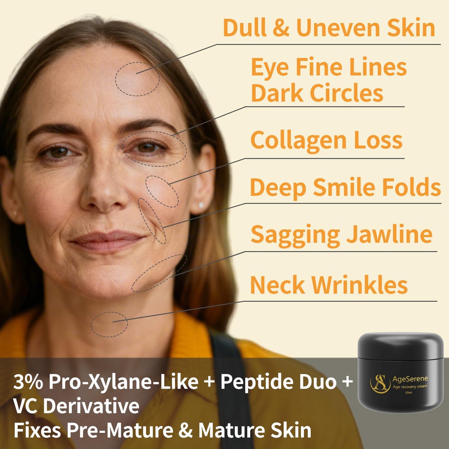 Anti-Aging Face, Eye & Neck Cream - Reduces Wrinkles & Dullness, Evens Tone, Firms, Tightens Skin, Lifts, Boosts Collagen | 48H Hydration | Anti-Aging Actives, Peptides, Vitamin C & Vit E