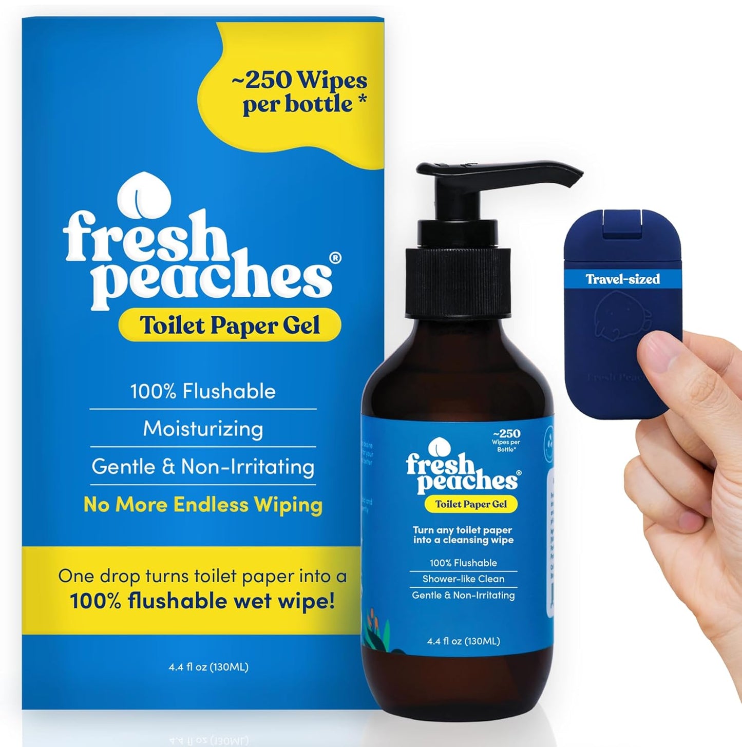 Toilet Paper Gel, Wet Wipe Alternative – Flush-Safe, A Cleaner Way to Wipe – Toilet Paper Spray (Blue Pocket, Starter with Pocket) – 4.4 oz