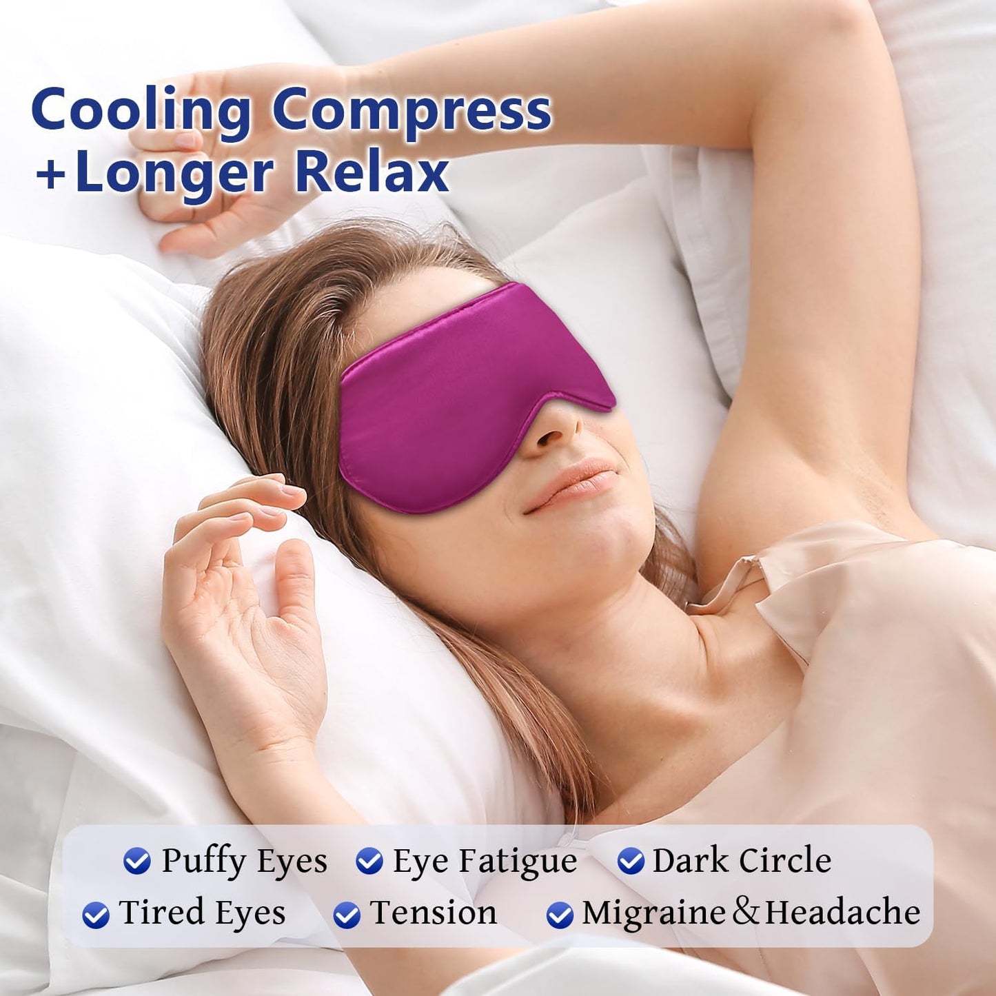 Cooling Eye Mask for Sleeping Silk Migraine Headache Relief Gel Mask Cold Compress Eye Face Ice Pack Reusable for Eyestrain Dark Circles and Puffiness Cold Therapy Gifts for Women Girls