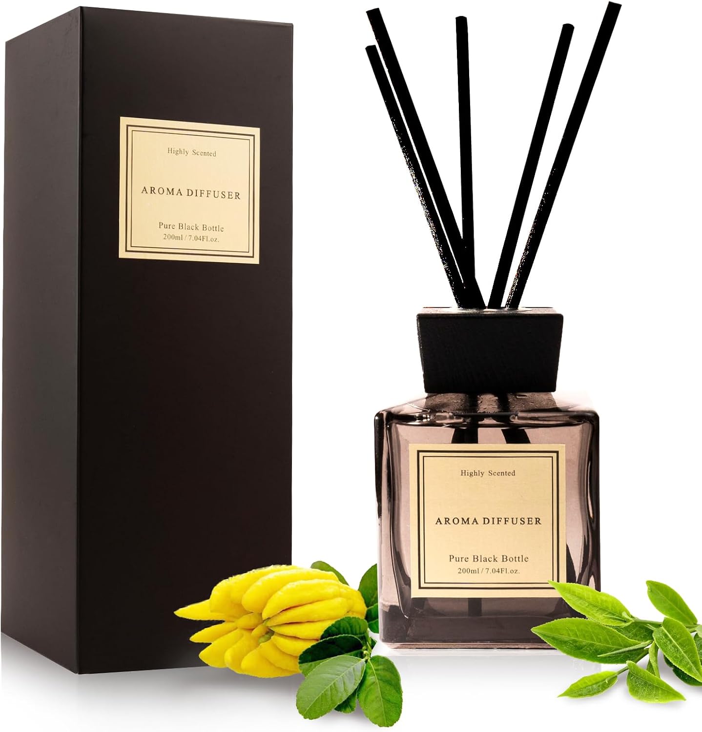 XEPTLE Luxury Scent Diffuser for Large Rooms, Hotel Collection Oil Diffuser, Citrus Oasis, 7.04 oz, Long-Lasting Scent, Hotel Air Freshener Minimalist Design - Black