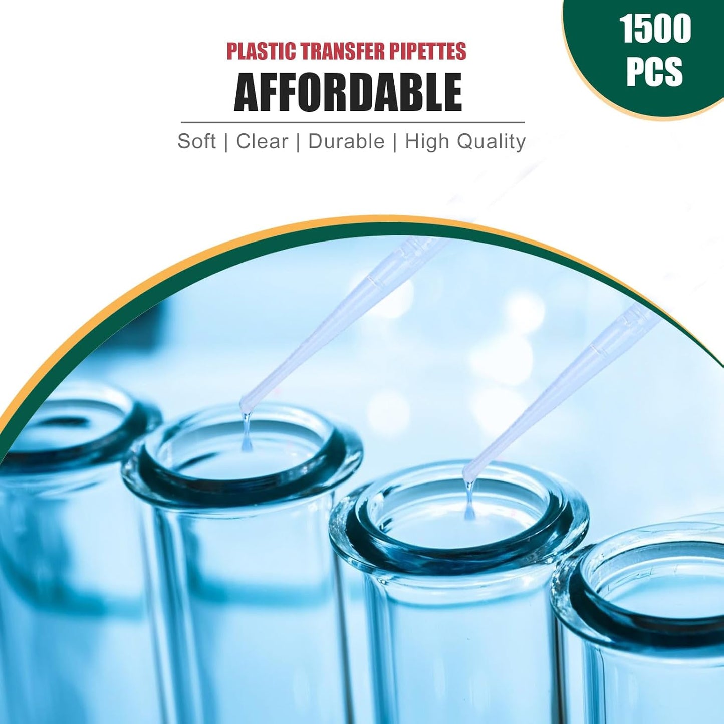 moveland 𝟭𝟱𝟬𝟬𝗣𝗰𝘀 𝟯𝗺𝗹 Plastic Pipettes - Disposable Eye Dropping Pipettes for Lab Science, Essential Oil, Home Use, Science Class, DIY Art, Medicine
