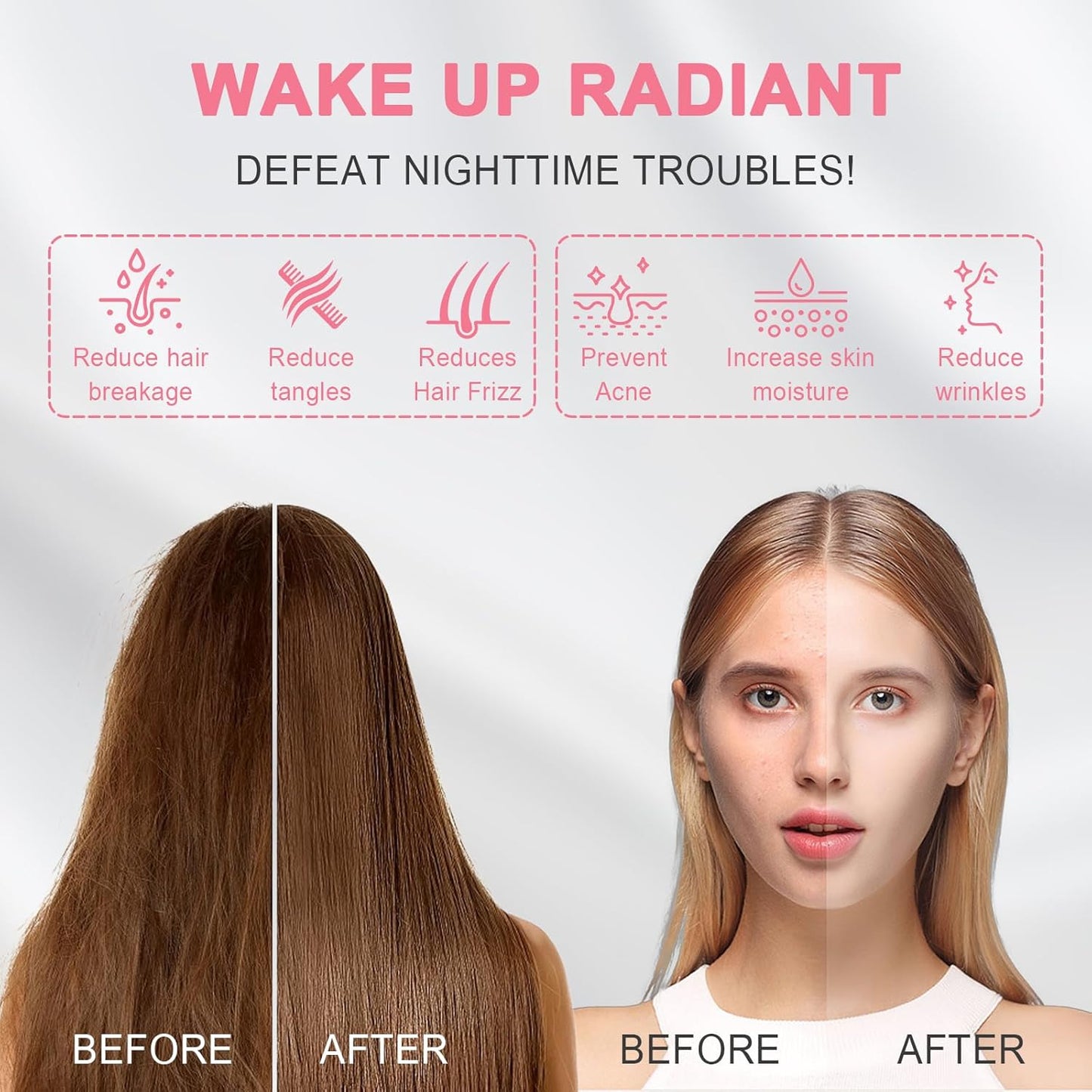 100% Silk Pillowcase 2 Pack for Hair and Skin, Both Sides 23 Momme Grade 6A+ Mulberry Silk Pillowcases with Hidden Zipper, Soft&Smooth Cooling Pillow Cases (Gray, Standard 20×26)