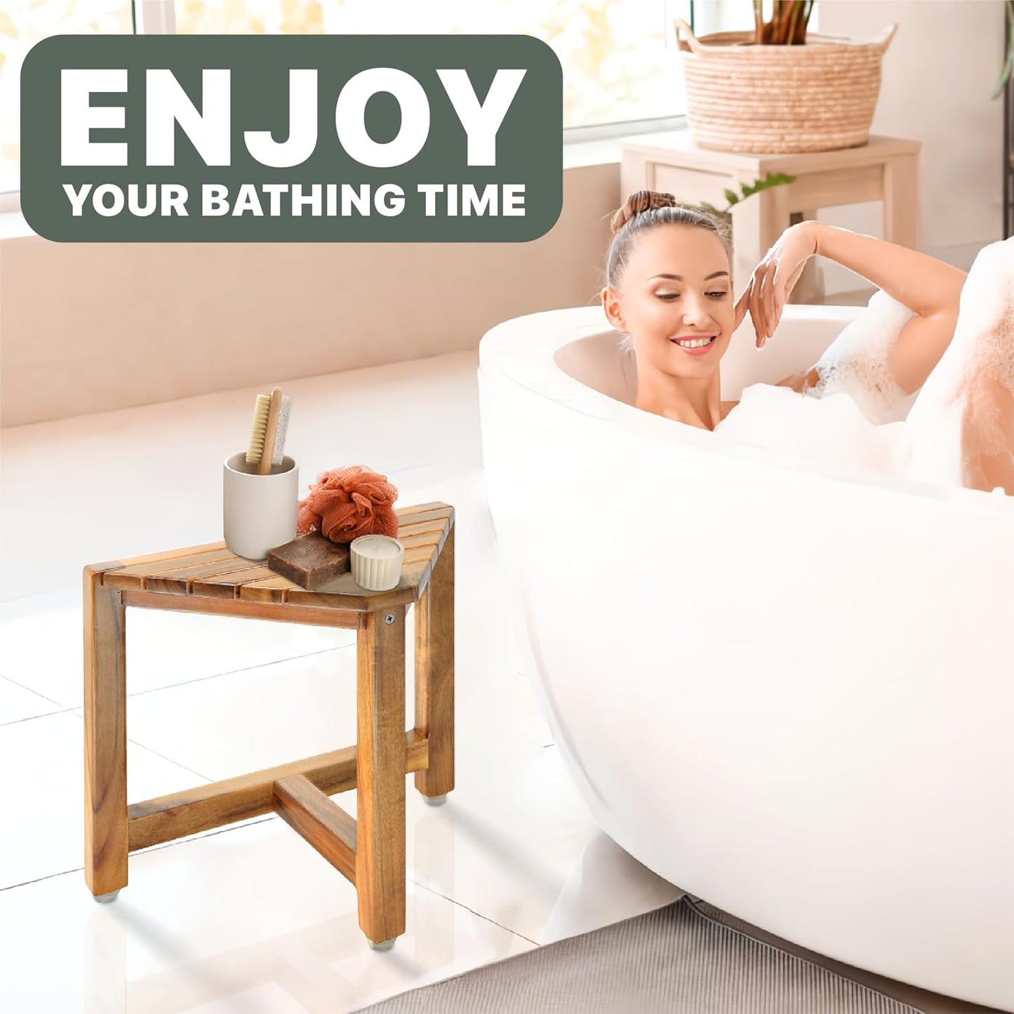 Shower Foot Rest 12 in, Corner Shower Stool for Shaving Legs, Small Corner Bathroom Bench Suitable for Small Shower Spaces, Bath Seat, in Shower Stool