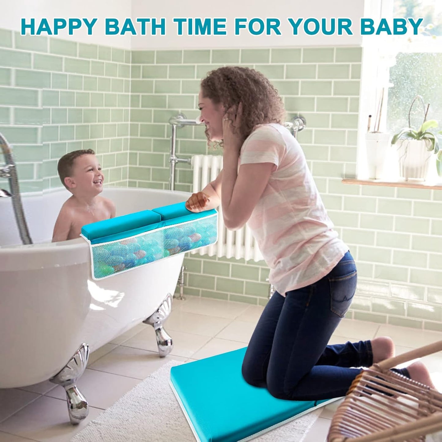 Baby Bath Kneeler and Elbow Rest Pad Set, Bathtub Kneeling Pad, Baby Accessories for Bath, Relieve Your Knees and Elbows